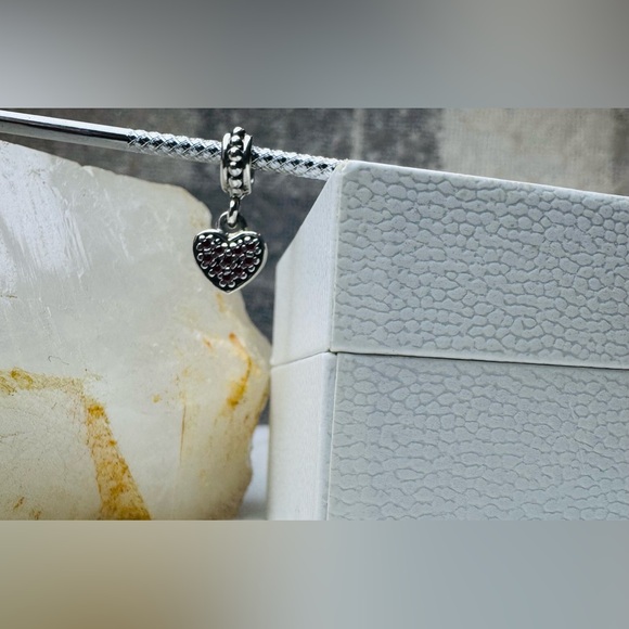 Authentic Retired Pandora Red Pave Sparkling Heart Dangle Charm S925 Ale - Picture 6 of 13